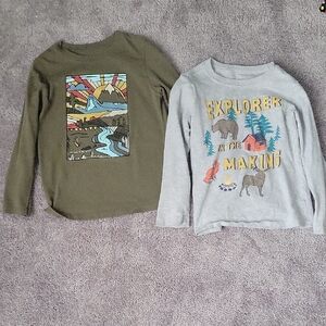 Kids Explorer Graphic Long Sleeve Shirts - Green and Gray